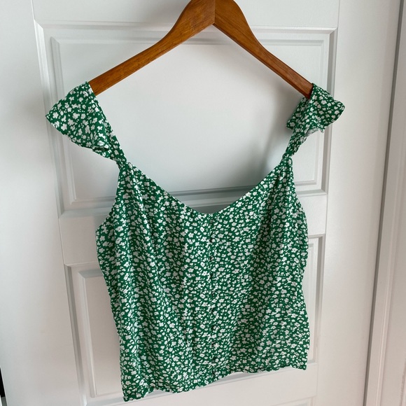 Green Floral Dressy Crop Top - Picture 2 of 7